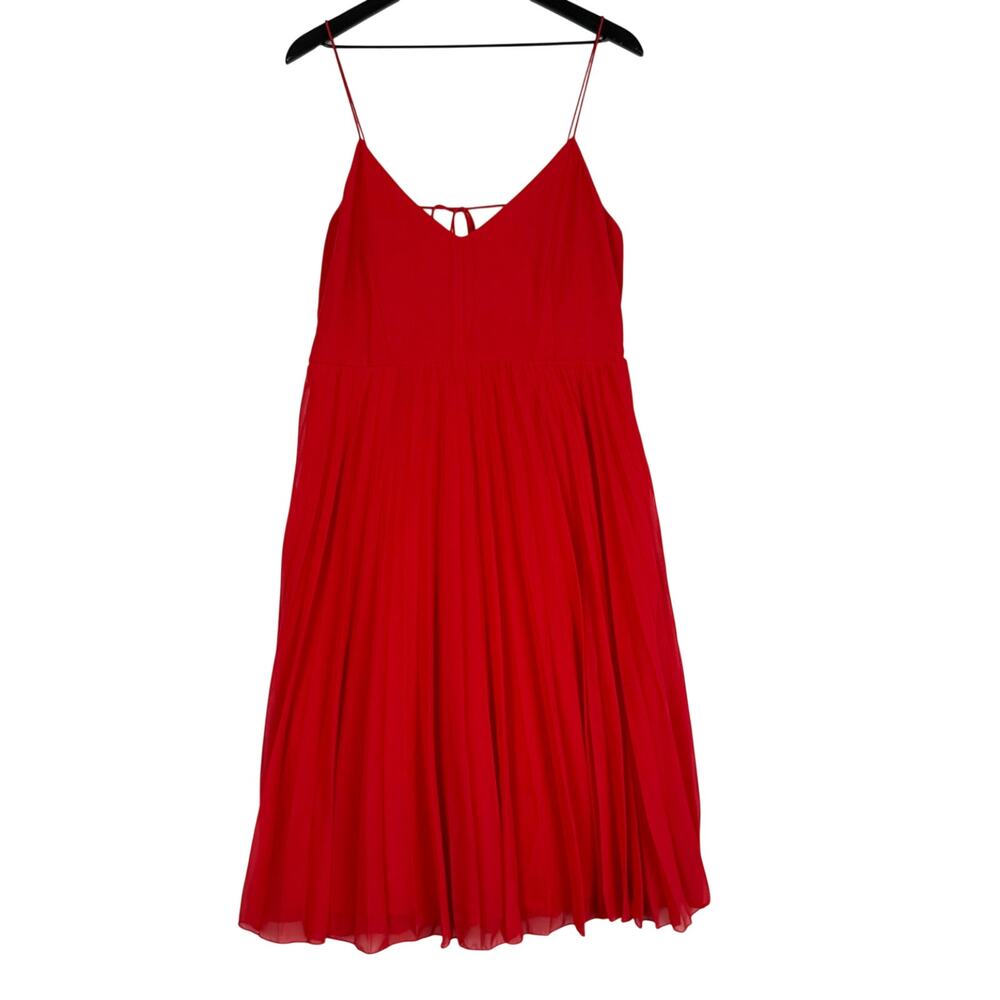 New ASOS Midi Tank Pleated Dress Red Polyester - 10 US